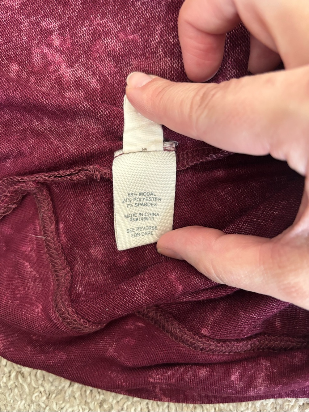 Mudd Medium Burgundy Mineral Wash Lace Up Pullover Boho Y2K - Picture 10 of 10